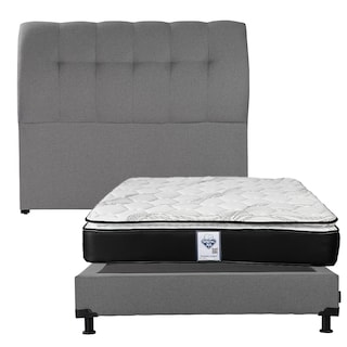 Foto 1 | Foto 1 | Cabecera Nube + Box Dicasa Gris + Colchón Premier Matrimonial