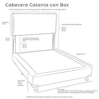 Foto 4 | Foto 4 | Cabecera Diacsa Catania Color Negro +box Dicasa Black Color Negro Queen Size