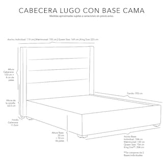 Foto 4 | Foto 4 | Cabecera Dicasa Lugo Gris+Base Cama Dicasa Kuant Gris Matrimonial