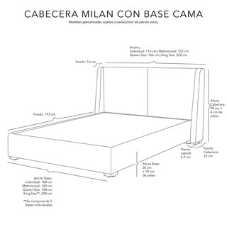 Foto 4 | Foto 4 | Cabecera Dicasa Milán Azul+bBase Cama Dicasa Nizzo Azul Individual