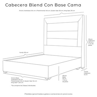 Foto 4 | Foto 4 | Cabecera Dicasa Blend Negro + Base Cama Dicasa Belt Negro Matrimonial