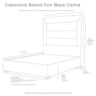 Foto 3 | Foto 3 | Cabecera Dicasa Blend Color Azul + Base Cama Dicasa Orlando Color Azul King Size