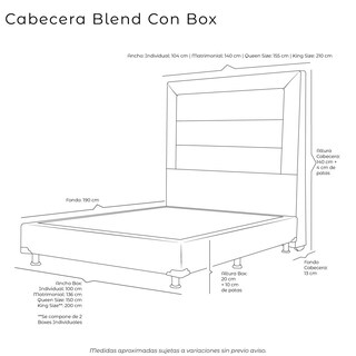 Foto 3 | Foto 3 | Cabecera Dicasa Blend + Box Orly Azul King Size