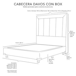 Foto 3 | Foto 3 | Cabecera Dicasa Davos Azul + Box Dicasa Niza Azul Individual
