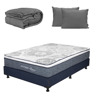 Foto 1 | Foto 1 | Colchón Restonic Ghana + Box Dicasa Queen Size + Almohada 2pack + Edredon Homy