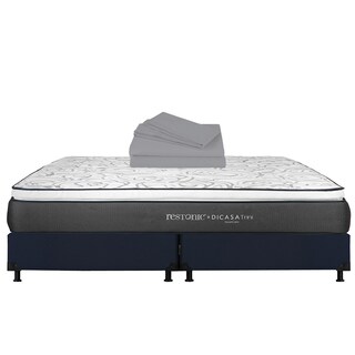 Foto 1 | Foto 1 | Colchón Dicasa Trini King Size + Box Dicasa Color Azul + Juego De Sábanas