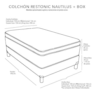 Foto 5 | Foto 5 | Colchón Restonic Nautilus Individual + Box Dicasa Color Chocolate+almohada Oso + Edredón Homy