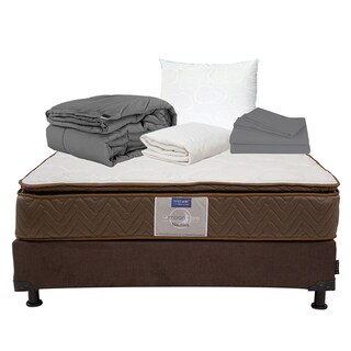 Foto 1 | Foto 1 | Colchón Restonic Nautilus Queen Size+box Dicasa Color Chocolate+almohada Oso+protector Ultra+sábanas+edredón Homy