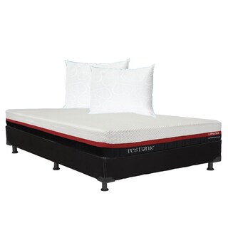 Foto 1 | Foto 1 | Colchón Restonic Roll Matrimonial + Box Dicasa Color Negro + 2 Almohada Oso