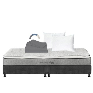 Foto 1 | Foto 1 | Colchón Restonic Vail King Size + Box Dicasa Color Gris Oscuro + Almohada Oso 2 + Sábanas Spring Air Soft