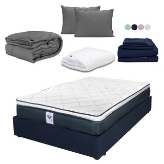 Foto 1 | Foto 1 | Colchón Spring Air Monaco Color Azul Individual+base Cama+almohada 2pack+protector Cloud+sabanas Softy+edredon Homy