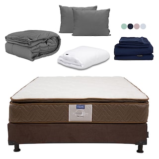 Foto 1 | Foto 1 | Colchón Restonic Nautilus Color Café Individual+box+almohada 2pack+protector Cloud+sabanas Softy+edredon Homy