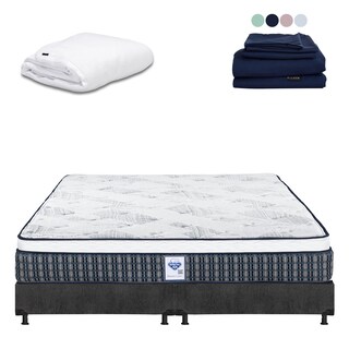 Foto 1 | Foto 1 | Colchón Spring Air Cardona Color Gris Carbon King Size + Box + Protector Cloud +sabanas Softy