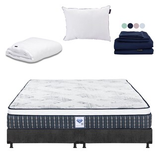 Foto 1 | Foto 1 | Colchón Spring Air Cardona Color Gris Carbon King Size + Box + Almohada One +protector Cloud +sabanas Softy