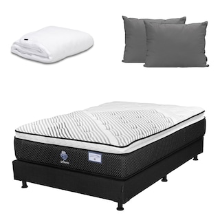 Foto 1 | Foto 1 | Colchón Spring Air Alaska Queen Size + Box Dicasa Color Negro + Almohada 2pack + Protector Cloud