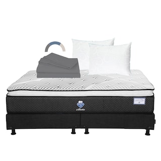 Foto 1 | Foto 1 | Colchón Spring Air Alaska + Box Color Negro + 2 Almohadas Osos + Sábanas Basic King Size