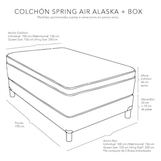 Foto 6 | Foto 6 | Colchón Spring Air Alaska + Box Color Negro + Sábanas Royal Queen Size