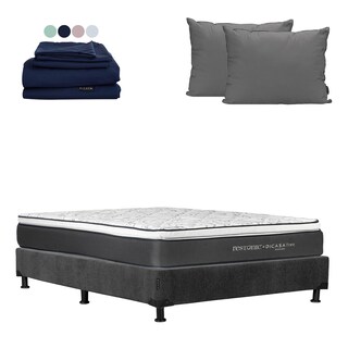 Foto 1 | Foto 1 | Colchón Restonic Trini Color Gris Carbon Queen Size + Box + Almohada 2pack + Sábanas Softy