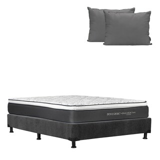 Foto 1 | Foto 1 | Colchón Restonic Trini Color Gris Carbon Queen Size + Box + Almohada 2pack