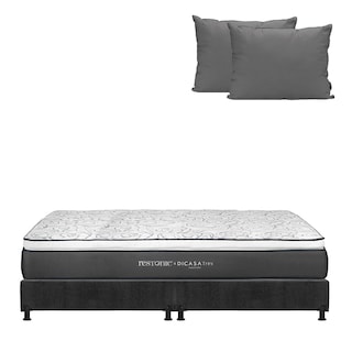 Foto 1 | Foto 1 | Colchón Restonic Trini Color Gris Carbon King Size + Box + Almohada 2pack