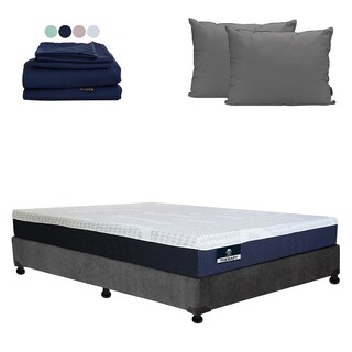 Foto 1 | Foto 1 | Colchón En Caja Spring Air Therapy Matrimonial + Box Dicasa Color Gris Carbón + Almohada 2pack + Sábanas Softy