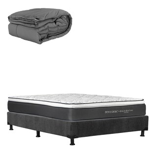 Foto 1 | Foto 1 | Colchón Restonic Trini Color Gris Carbon Queen Size + Box + Edredón Homy