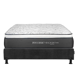 Foto 2 | Foto 2 | Colchón Restonic Trini Color Gris Carbon Queen Size + Box + Edredón Homy