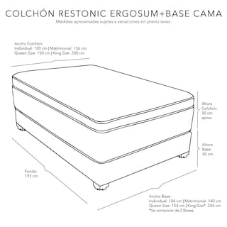 Foto 5 | Foto 5 | Colchón Spring Air Ergosum Color Gris Carbon Queen Size + Base Cama