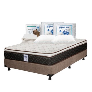Foto 1 | Foto 1 | Colchón Spring Air Minesota Color Café Matrimonial + Box Dicasa Café + 2 Almohadas Osos + Protector Ultra