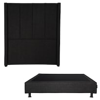 Cabecera Dicasa Nizza Color Negro Queen Size + Box Dicasa Color Negro Queen Size