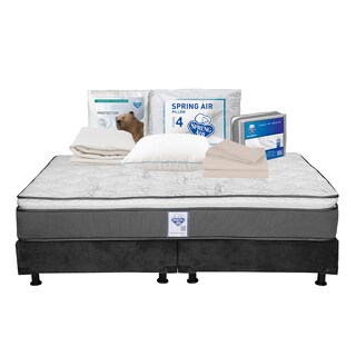 Foto 1 | Foto 1 | Colchón Spring Air Prestige Color Gris King Size + Box Dicasa Gris + Almohada Osos + Protector Ultra + Sábanas Basic