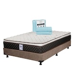 Colchón Spring Air Minesota Color Café Individual + Box Café + Sábanas Trinity