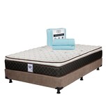 Colchón Spring Air Minesota Color Café Matrimonial + Box Café + Sábanas Trinity