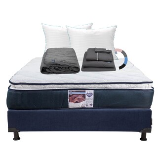 Foto 1 | Foto 1 | Colchón Spring Air Monaco Color Azul Queen Size + Box + Almohada Royal Twin + Protector Lux + Sábanas Royal