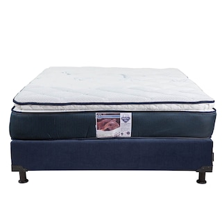 Foto 2 | Foto 2 | Colchón Spring Air Monaco Color Azul Matrimonial + Box + Almohada Royal Twin + Protector Lux + Sábanas Royal