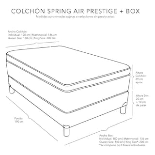 Foto 6 | Foto 6 | Colchón Spring Air Prestige Color Gris Carbon Individual + Box + Sábanas Royal