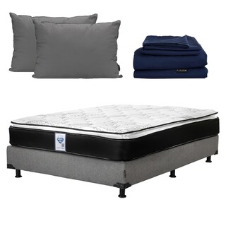 Foto 1 | Foto 1 | Colchón Spring Air Prestige Matrimonial + Box Dicasa Color Gris Carbón + Almohada 2 Pack + Juego De Sábanas Softy