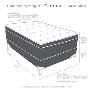 Foto 5 | Foto 5 | Colchón Spring Air Cardona Slim Color Gris Carbon Queen Size + Base Cama Slim