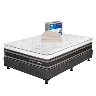 Foto 1 | Foto 1 | Colchón Restonic Ergosum Matrimonial Color Negro + Box Dicasa Gris + Sábanas Basic