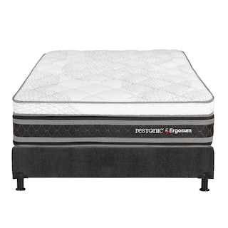 Foto 2 | Foto 2 | Colchón Restonic Ergosum Matrimonial + Box Dicasa Gris + 2 Almohadas Osos + Protector Ultra