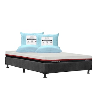 Foto 1 | Foto 1 | Colchón Restonic Roll Queen Size + Box Dicasa Color Gris + 2 Almohadas Trinity