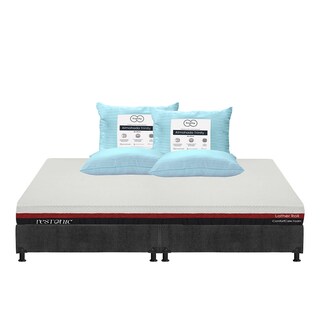 Foto 1 | Foto 1 | Colchón Restonic Roll King Size + Box Dicasa Gris + 2 Almohadas Trinity