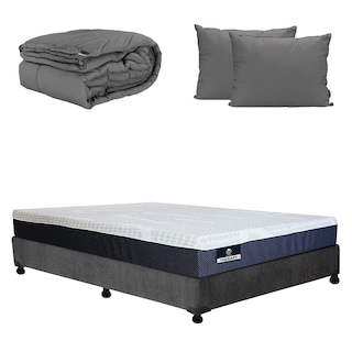 Foto 1 | Foto 1 | Colchón En Caja Spring Air Therapy Queen Size + Box Dicasa Color Gris Carbón + Almohada 2pack + Edredón Homy