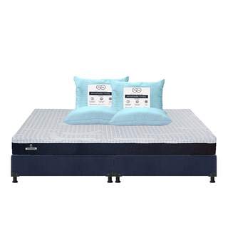 Foto 1 | Foto 1 | Colchón Spring Air Therapy Color Azul King Size + Box Dicasa Azul + 2 Almohadas Trinity