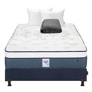 Foto 1 | Foto 1 | Colchón Dicasa Cantabria Color Azul Matrimonial + Box + Almohada Royal Twin + Protector Lux