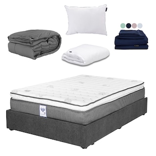 Foto 1 | Foto 1 | Colchón Srpring Air Phantom Matrimonial + Base Cama Gris Carbon + Protector Cloud + Sábanas Softy + Edredón Homy