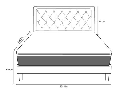 Foto 8 | Foto 8 | Colchón Individual + Cama Gris | Set Cloud Pro Linen | Cama Completa