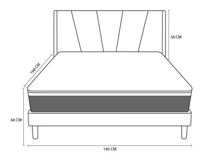 Foto 8 | Foto 8 | Colchón Matrimonial + Cama Gris| Set Cloud Pro Cambridge | Cama Completa