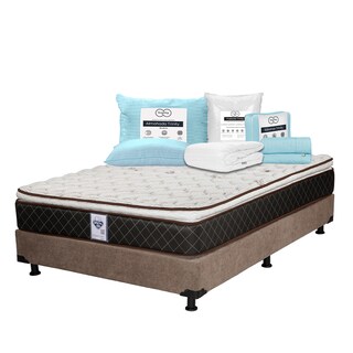 Foto 1 | Foto 1 | Colchón Spring Air Minesota + Box Dicasa Color Café Individual + Almohada Trinity + Protector Trinity + Sábanas Trinity