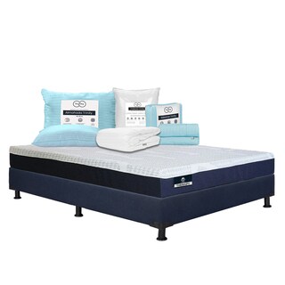 Foto 1 | Foto 1 | Colchón Spring Air Therapy + Box Dicasa Color Azul Queen Size + Almohada Trinity + Protector Trinity + Sábanas Trinity